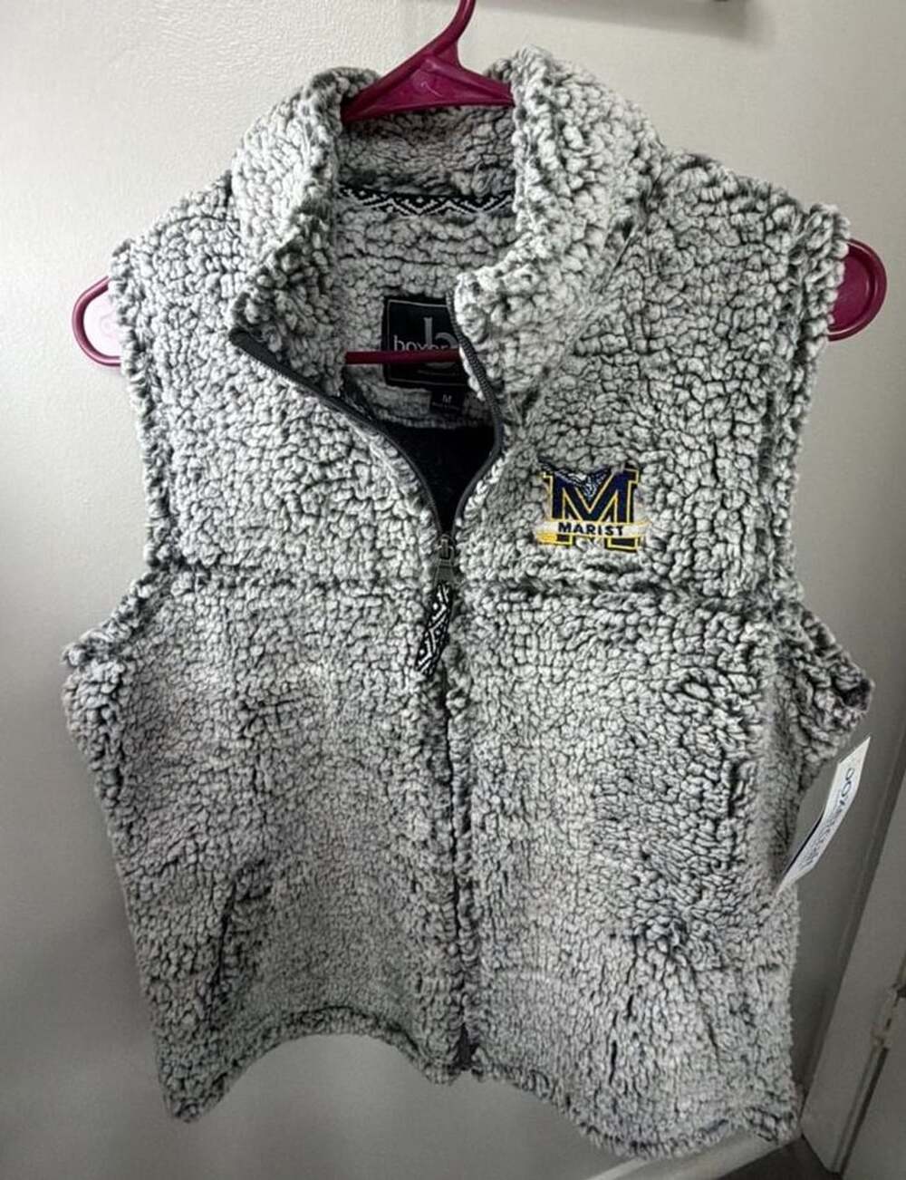 Boxercraft Marist Red Foxes Women's Full Zip Sherpa Vest Frosty Grey Size M